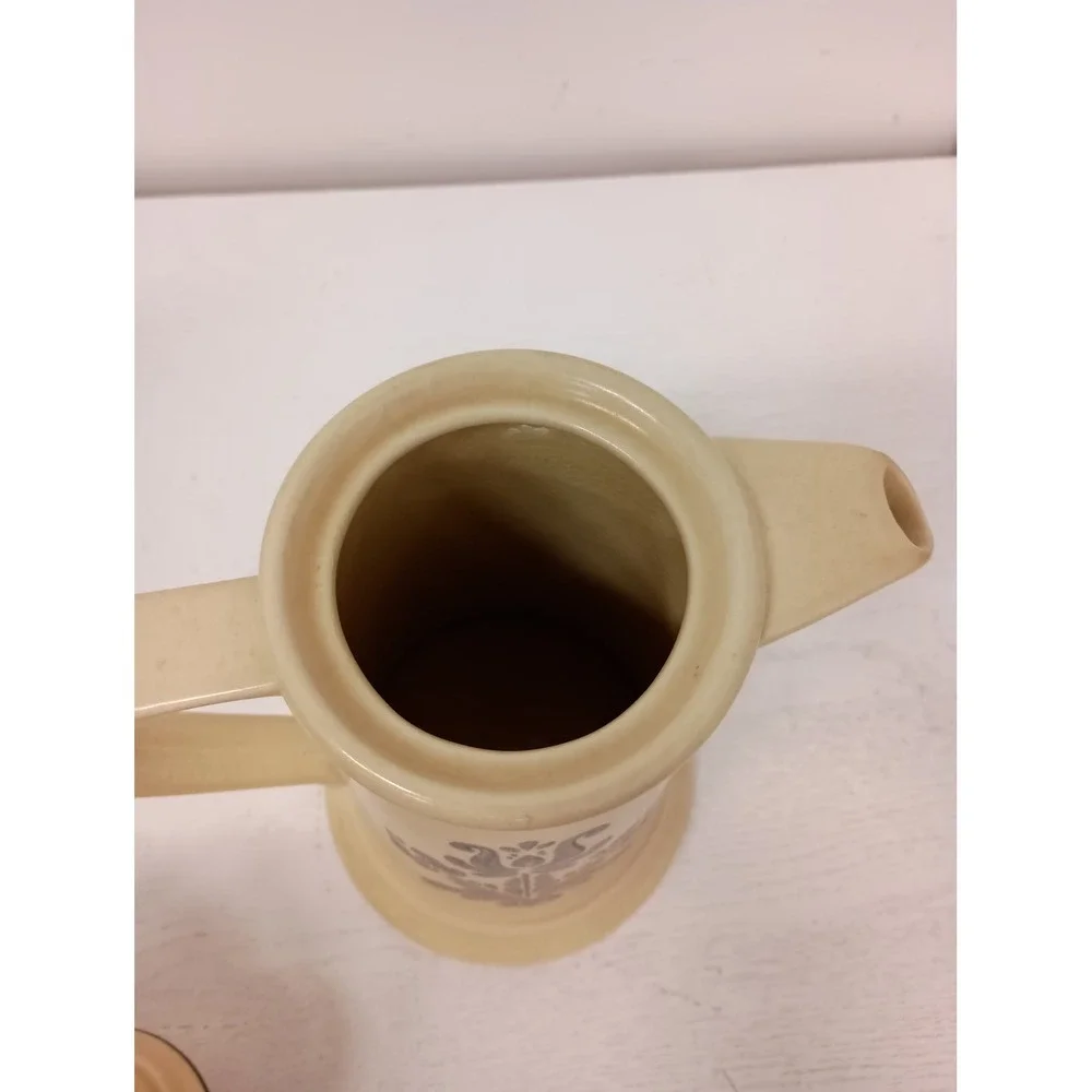Pfatzgraff Coffee‎ Tea Pot Pitcher Tan Brown Floral Stoneware Village Vintage